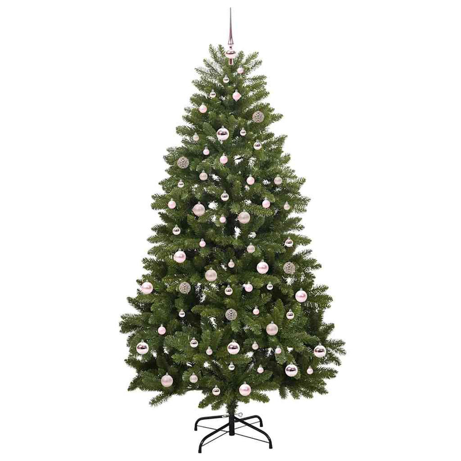 Kunstkerstboom met LED -striplichten Groen 210 cm PVC en Metaal