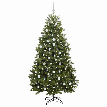 Kunstkerstboom met LED -striplichten Groen 210 cm PVC en Metaal