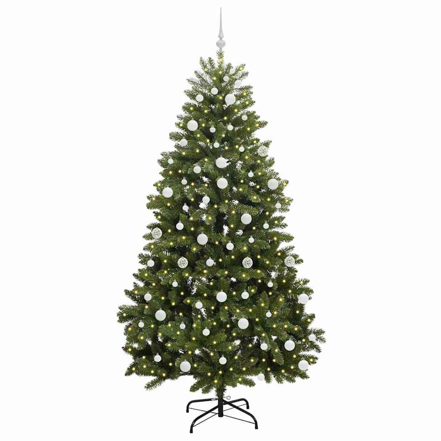 Kunstkerstboom met LED -striplichten Groen 210 cm PVC en Metaal