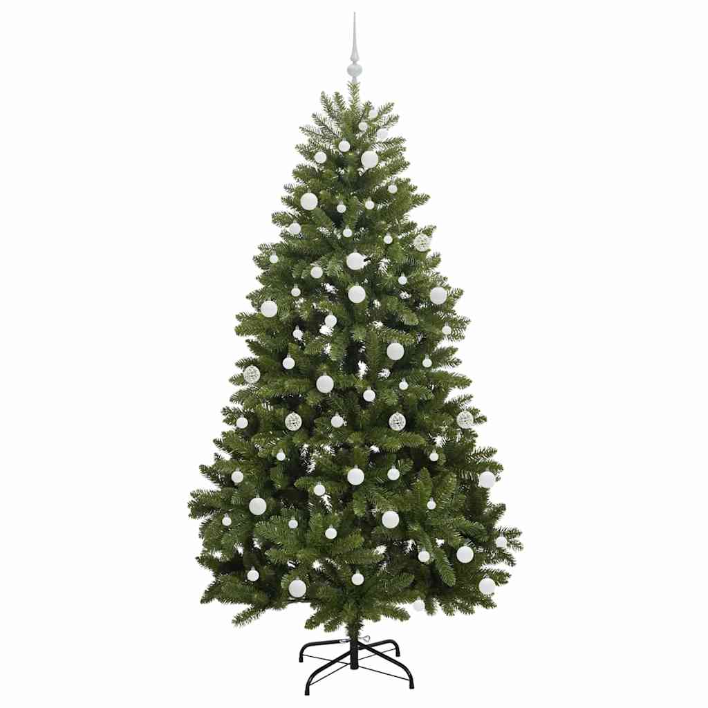 Kunstkerstboom met LED -striplichten Groen 210 cm PVC en Metaal
