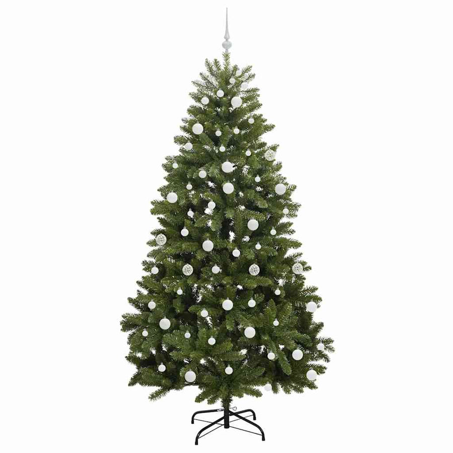 Kunstkerstboom met LED -striplichten Groen 210 cm PVC en Metaal