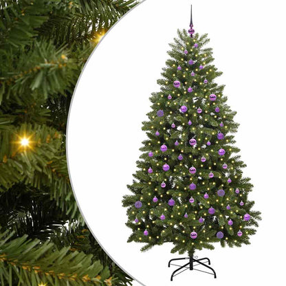 Kunstkerstboom met LED -striplichten Groen 210 cm PVC en Metaal