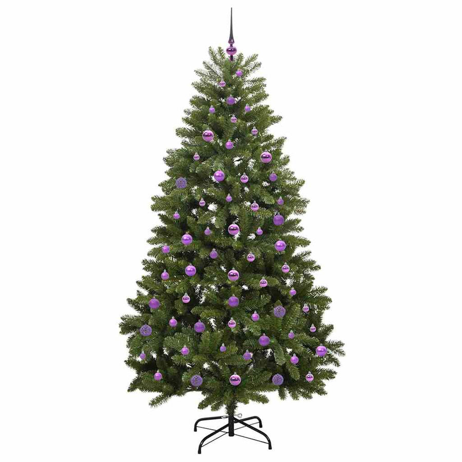 Kunstkerstboom met LED -striplichten Groen 210 cm PVC en Metaal