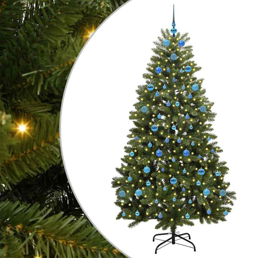 Kunstkerstboom met LED -striplichten Groen 210 cm PVC en Metaal
