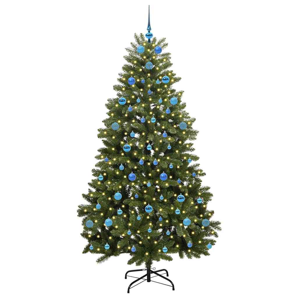 Kunstkerstboom met LED -striplichten Groen 210 cm PVC en Metaal