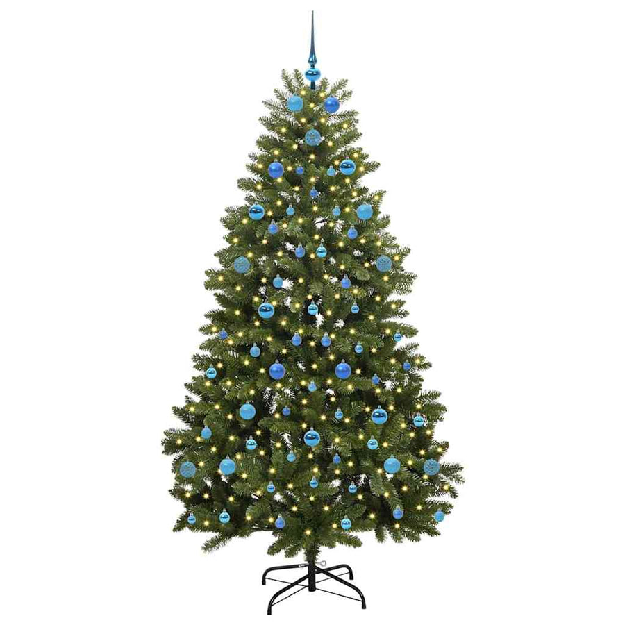 Kunstkerstboom met LED -striplichten Groen 210 cm PVC en Metaal