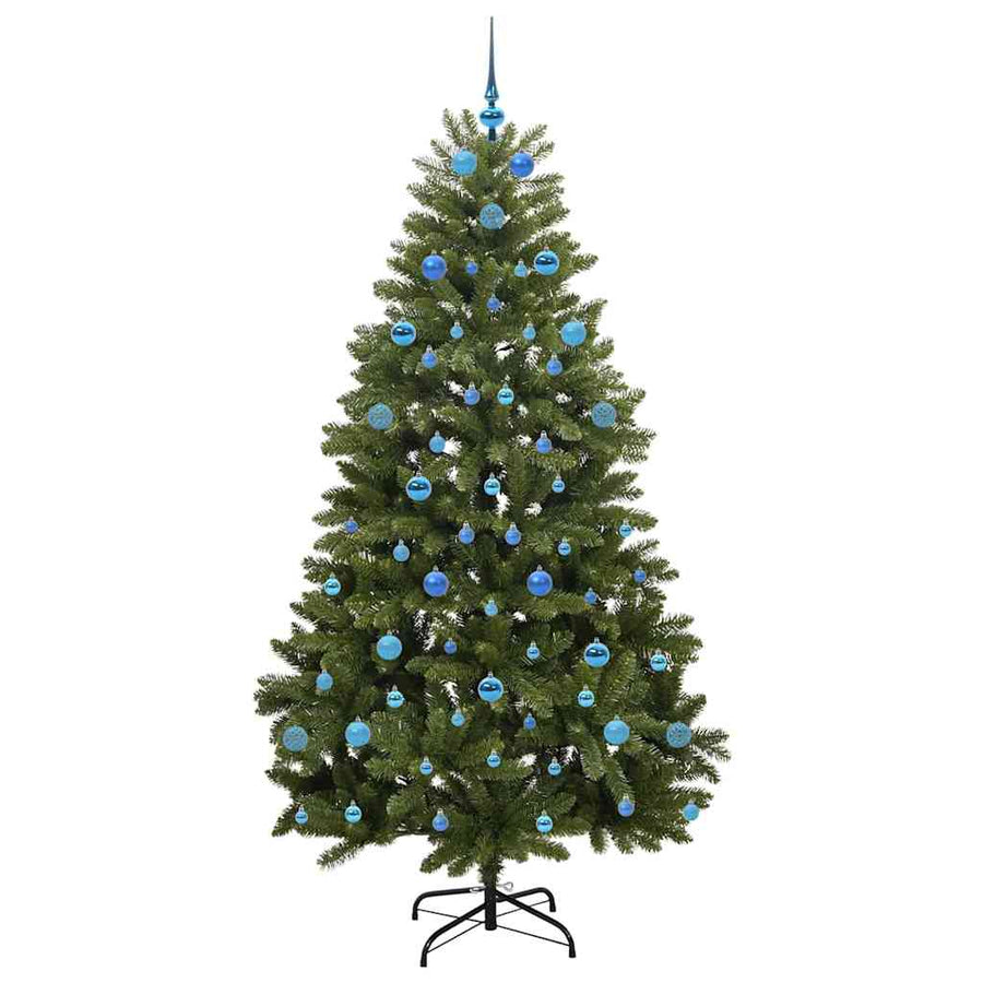 Kunstkerstboom met LED -striplichten Groen 210 cm PVC en Metaal