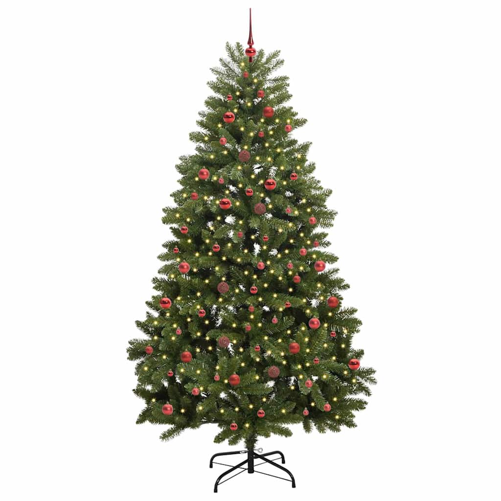 Kunstkerstboom met LED -striplichten Groen 240 cm PVC en Metaal