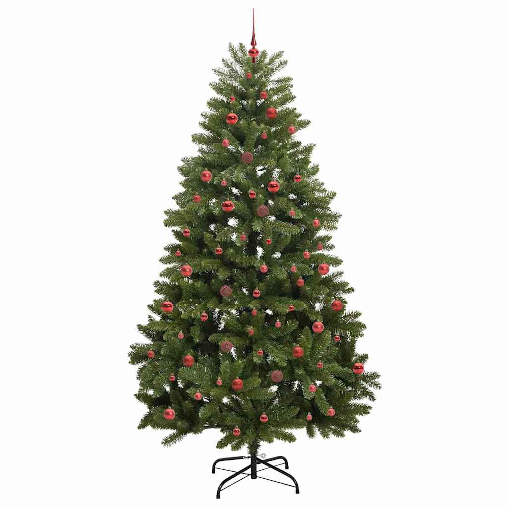 Kunstkerstboom met LED -striplichten Groen 240 cm PVC en Metaal