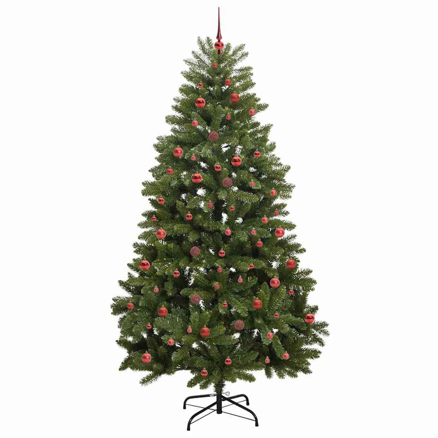 Kunstkerstboom met LED -striplichten Groen 240 cm PVC en Metaal