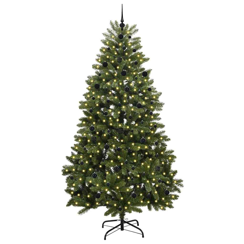 Kunstkerstboom met LED -striplichten Groen 240 cm PVC en Metaal