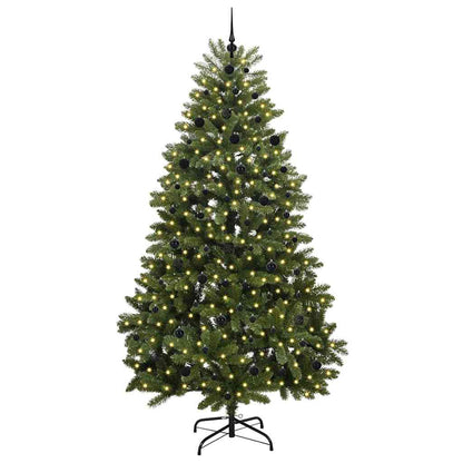 Kunstkerstboom met LED -striplichten Groen 240 cm PVC en Metaal