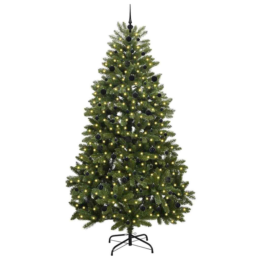 Kunstkerstboom met LED -striplichten Groen 240 cm PVC en Metaal