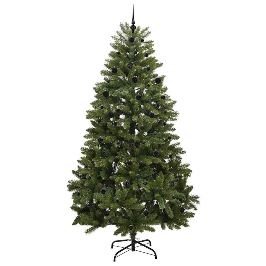 Kunstkerstboom met LED -striplichten Groen 240 cm PVC en Metaal