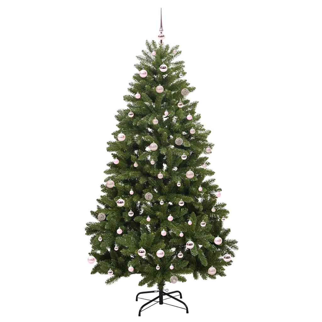 Kunstkerstboom met LED -striplichten Groen 240 cm PVC en Metaal