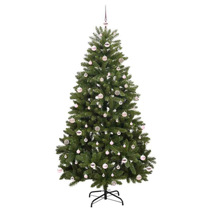Kunstkerstboom met LED -striplichten Groen 240 cm PVC en Metaal