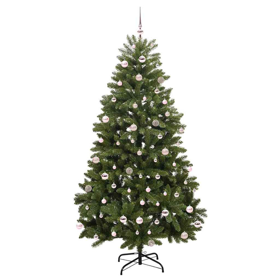 Kunstkerstboom met LED -striplichten Groen 240 cm PVC en Metaal