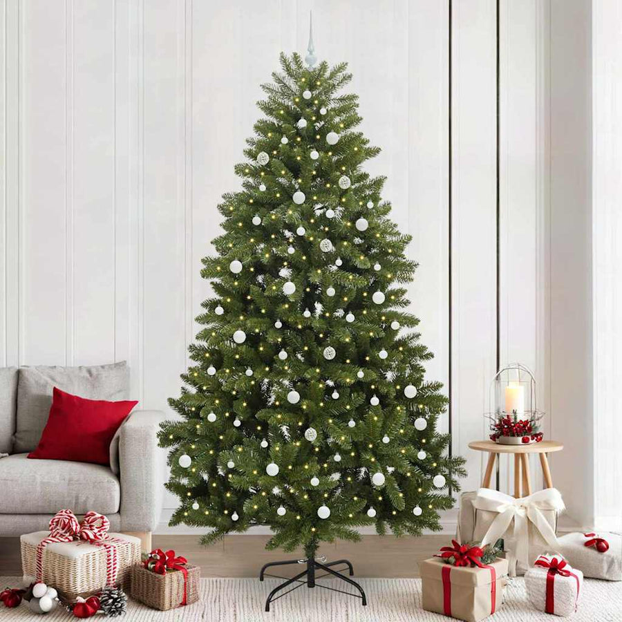 Kunstkerstboom met LED -striplichten Groen 240 cm PVC en Metaal