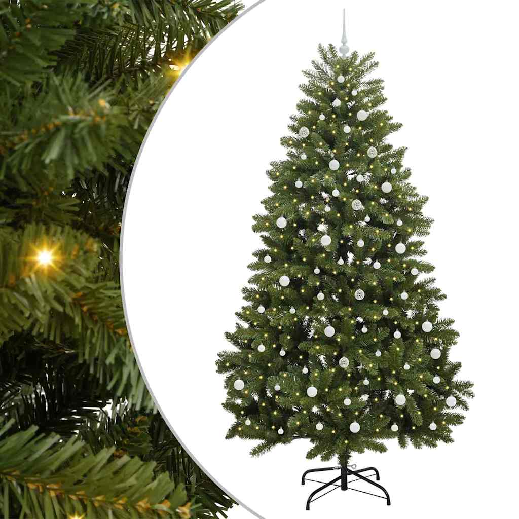 Kunstkerstboom met LED -striplichten Groen 240 cm PVC en Metaal