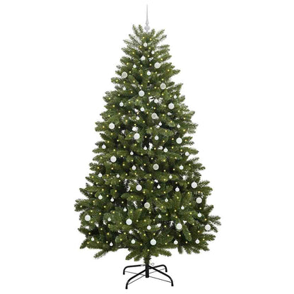 Kunstkerstboom met LED -striplichten Groen 240 cm PVC en Metaal