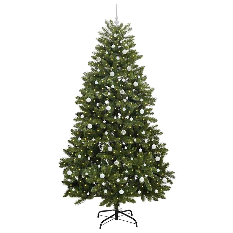 Kunstkerstboom met LED -striplichten Groen 240 cm PVC en Metaal