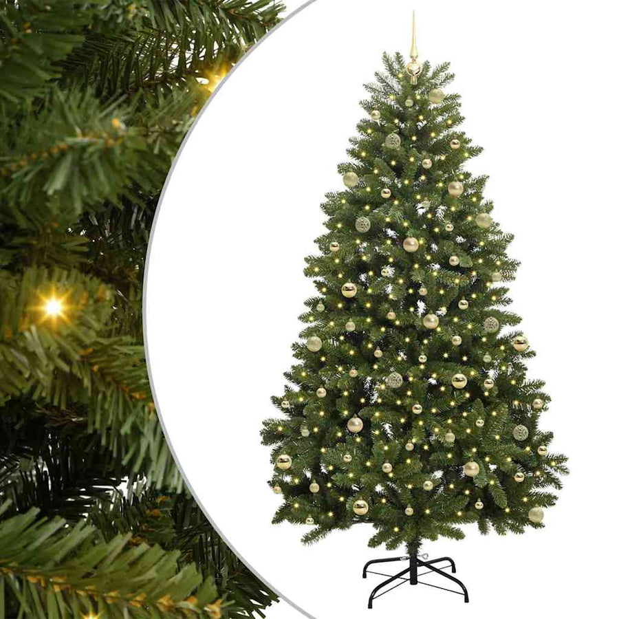 Kunstkerstboom 240 cm 300 LED's Warmwit PVC en staal Groen