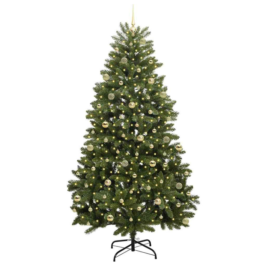Kunstkerstboom 240 cm 300 LED's Warmwit PVC en staal Groen