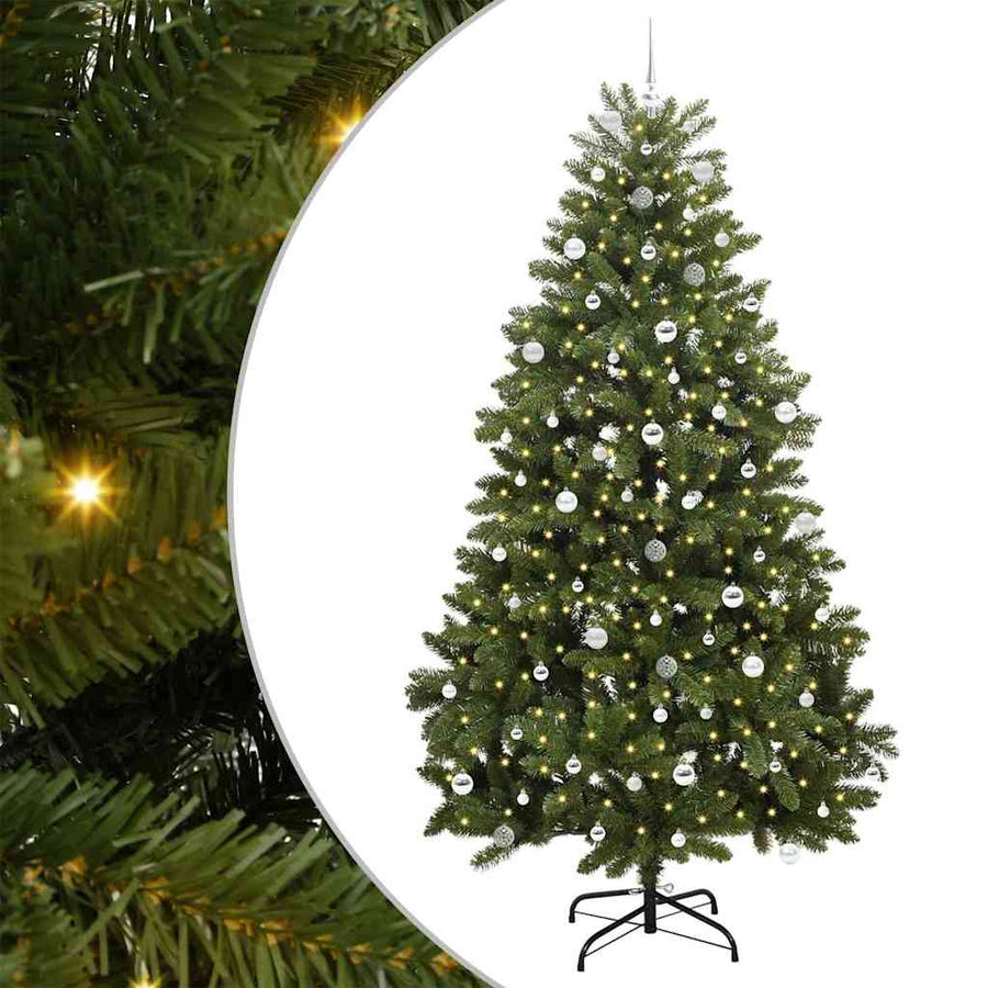 Kunstkerstboom met LED -striplichten Groen 240 cm PVC en Metaal