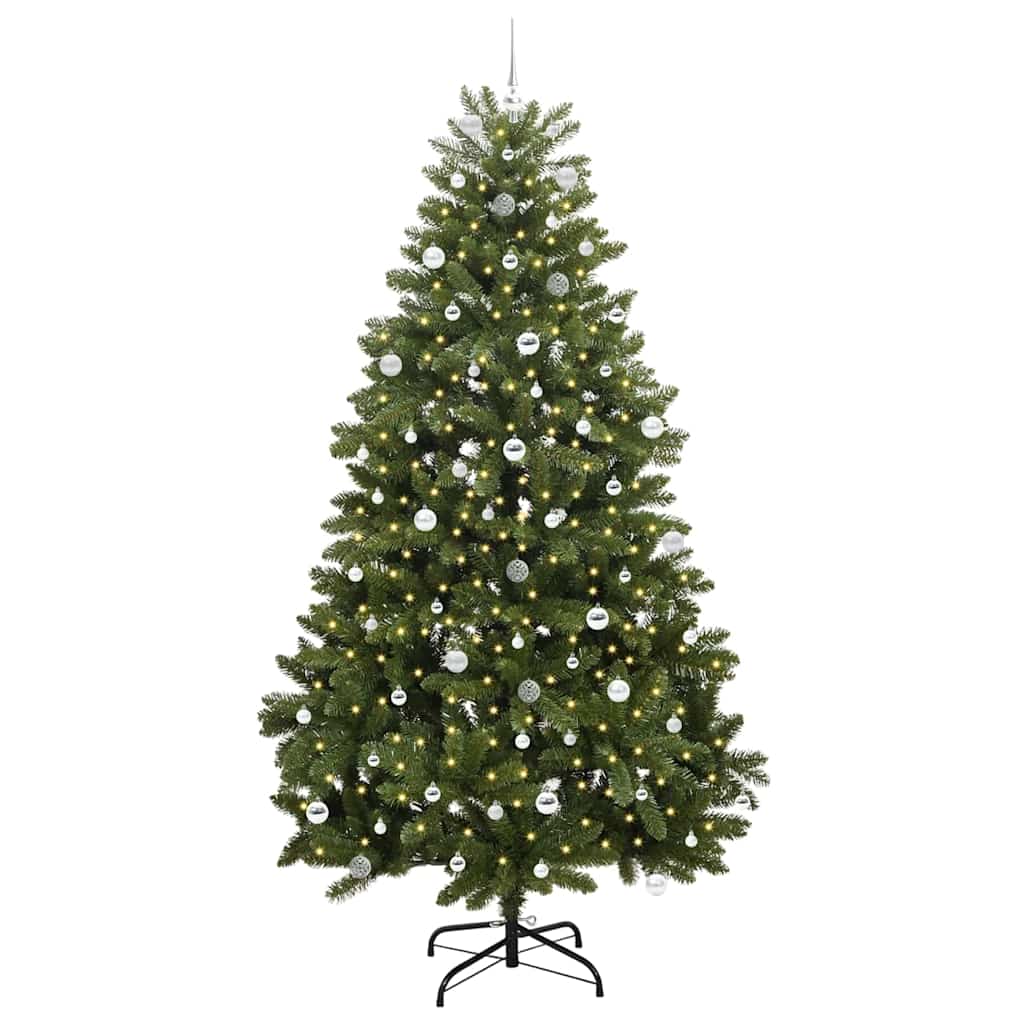Kunstkerstboom met LED -striplichten Groen 240 cm PVC en Metaal