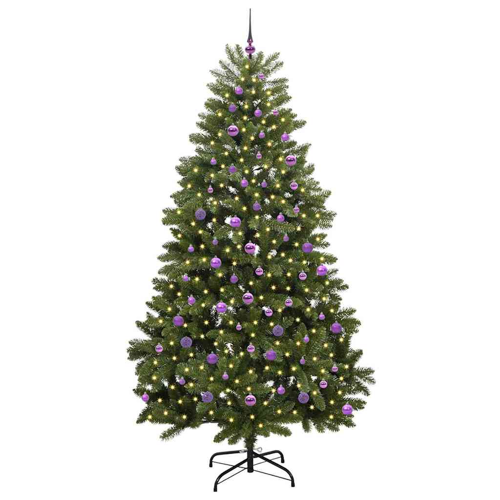 Kunstkerstboom met LED -striplichten Groen 240 cm PVC en Metaal