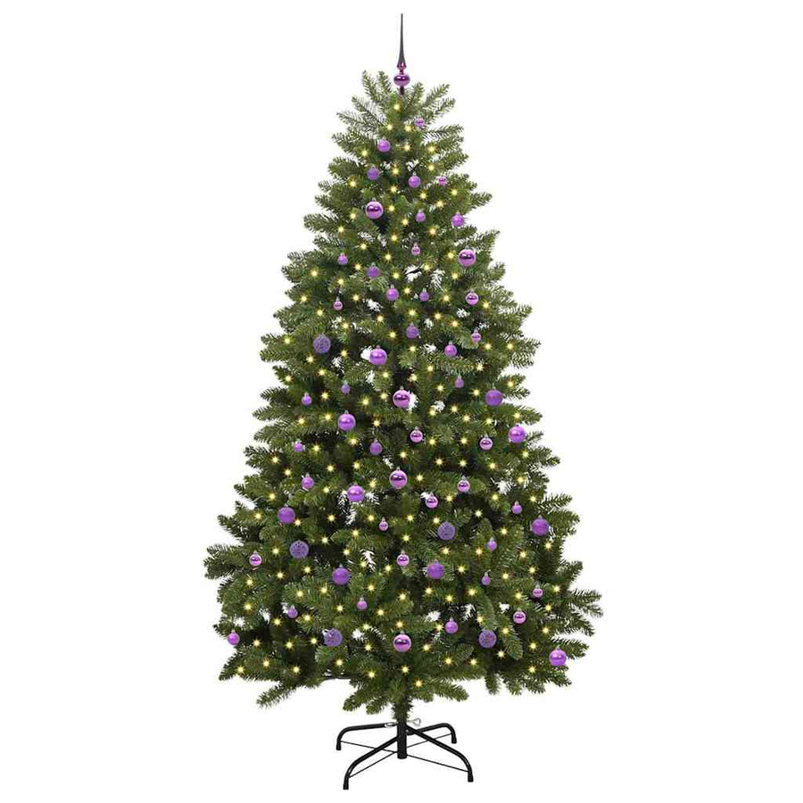 Kunstkerstboom met LED -striplichten Groen 240 cm PVC en Metaal