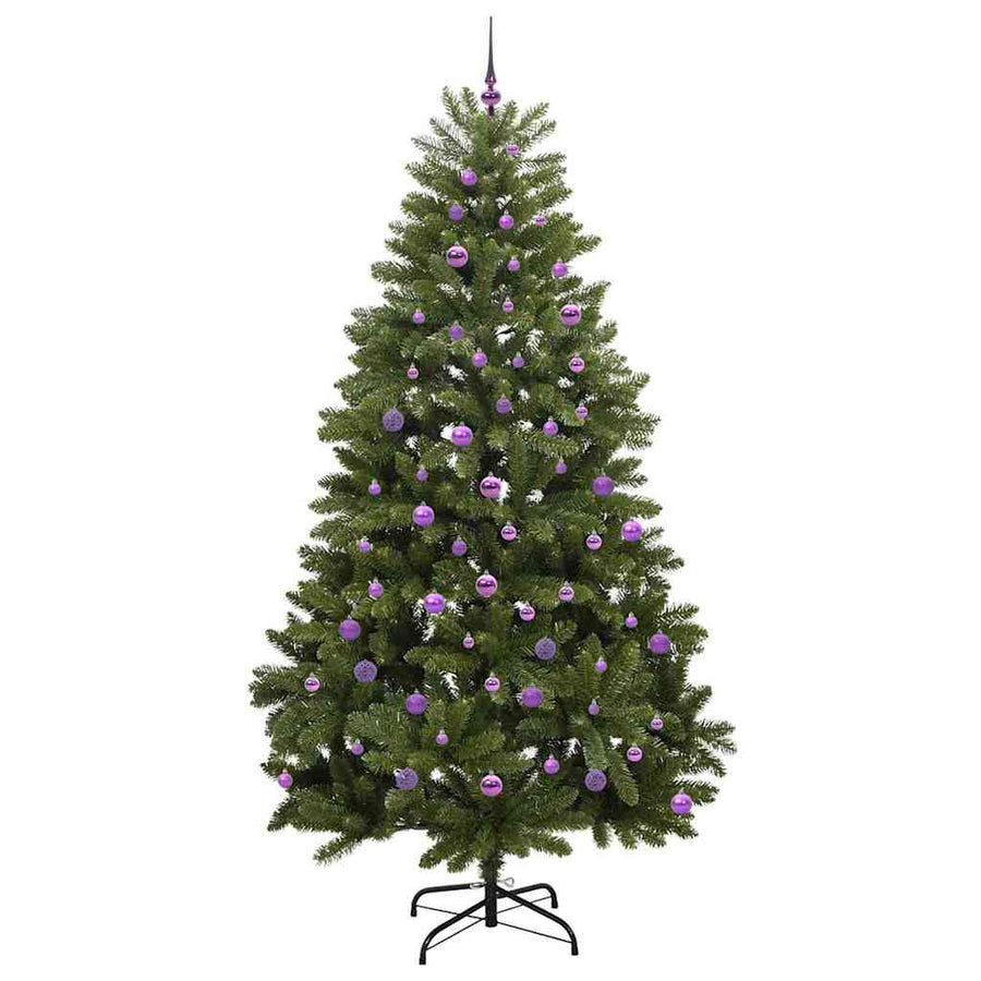 Kunstkerstboom met LED -striplichten Groen 240 cm PVC en Metaal