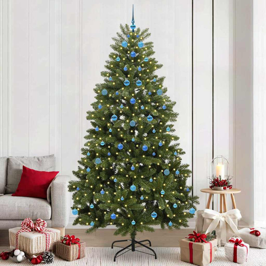 Kunstkerstboom met LED -striplichten Groen 240 cm PVC en Metaal