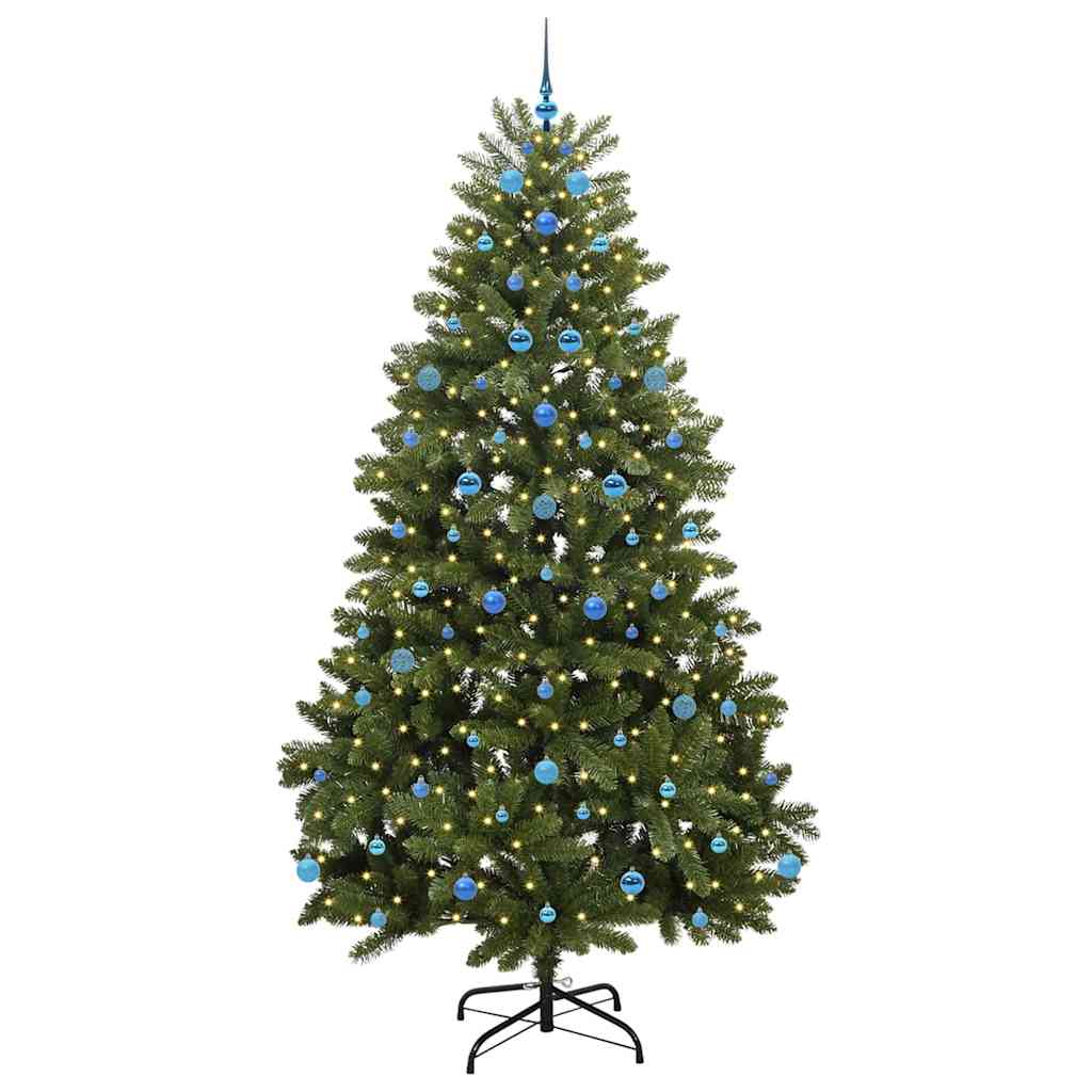 Kunstkerstboom met LED -striplichten Groen 240 cm PVC en Metaal