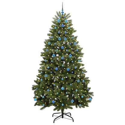 Kunstkerstboom met LED -striplichten Groen 240 cm PVC en Metaal