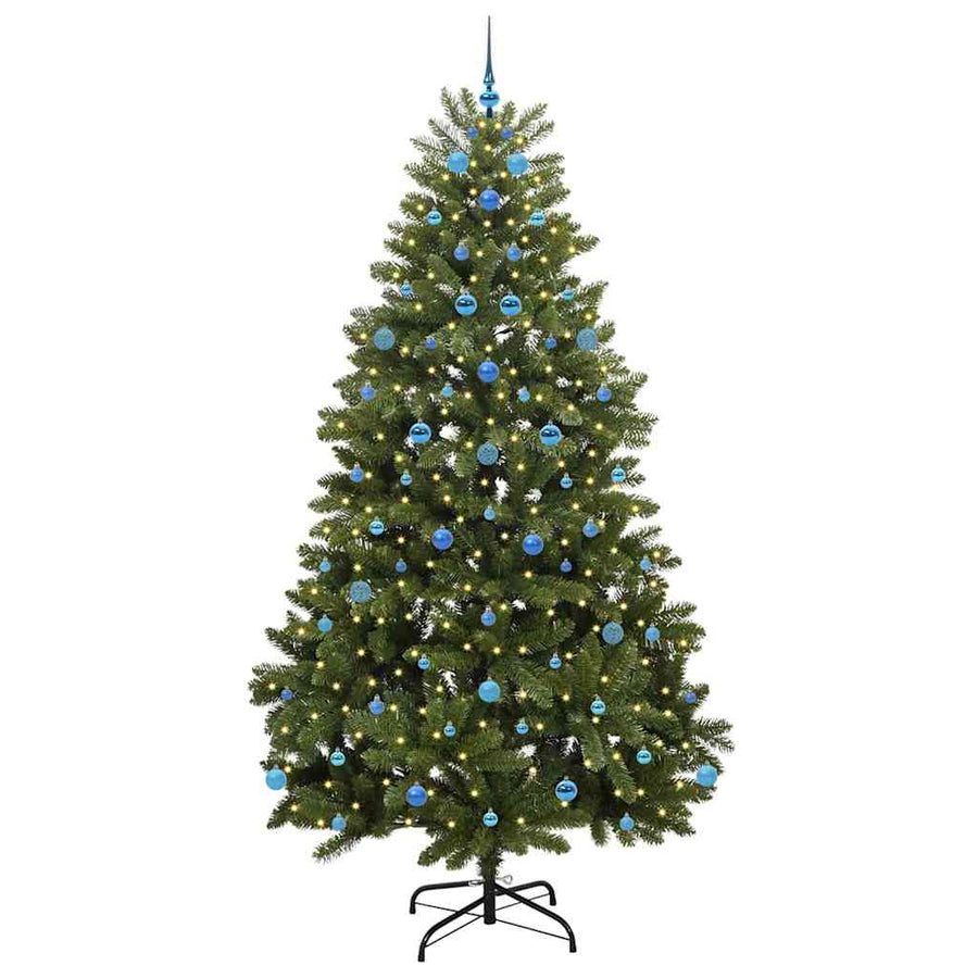 Kunstkerstboom met LED -striplichten Groen 240 cm PVC en Metaal