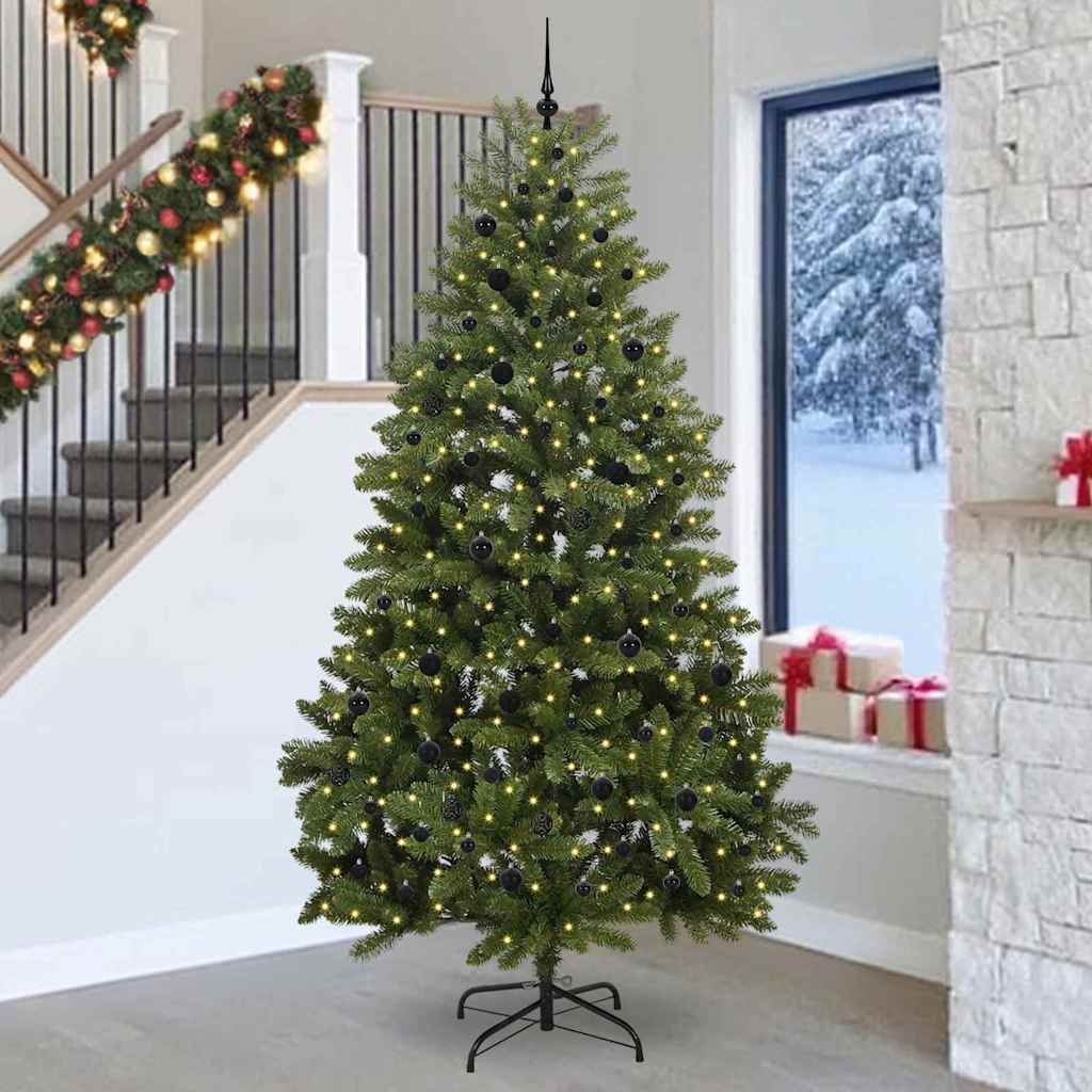 Kunstkerstboom met LED -striplichten Groen 270 cm PVC en Metaal