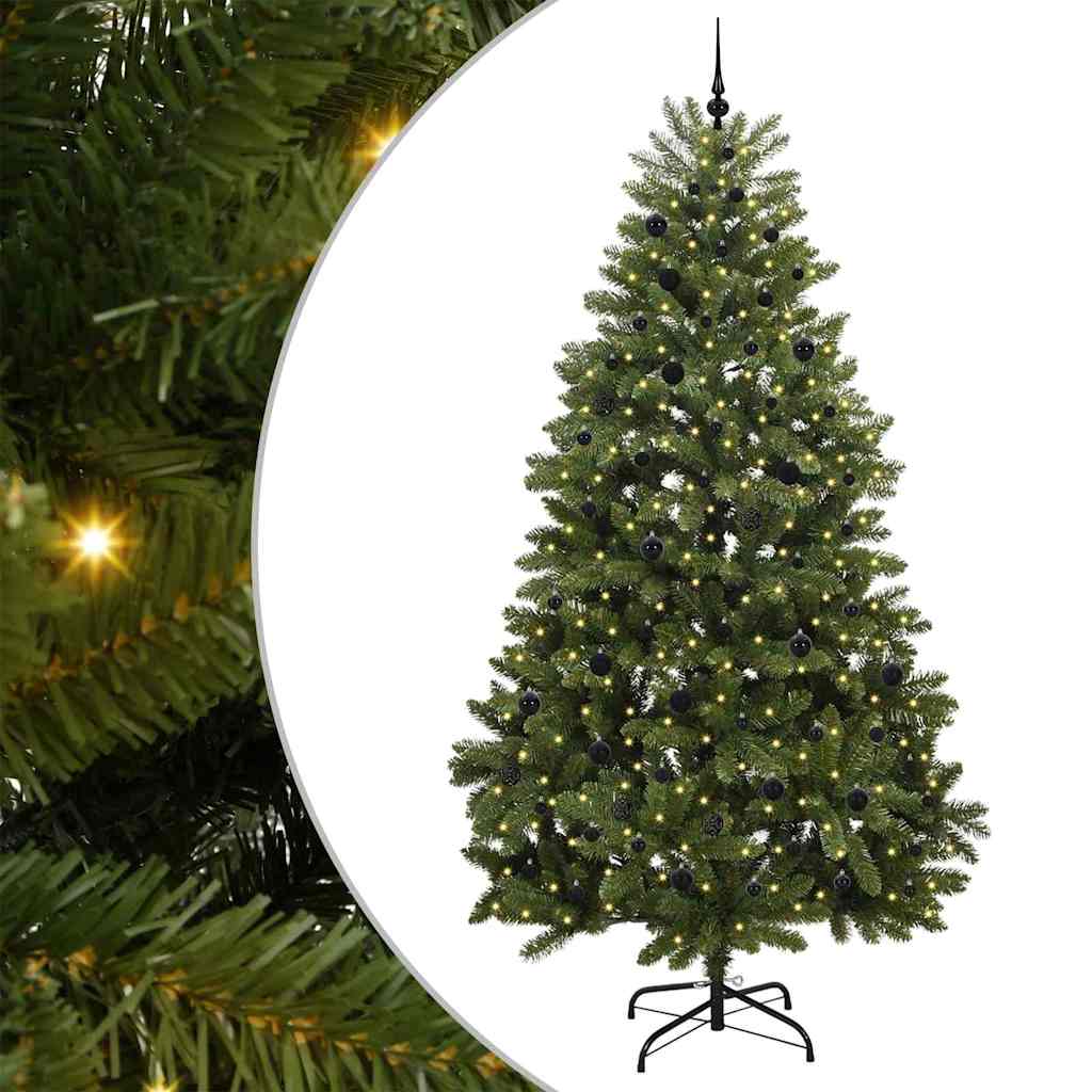 Kunstkerstboom met LED -striplichten Groen 270 cm PVC en Metaal
