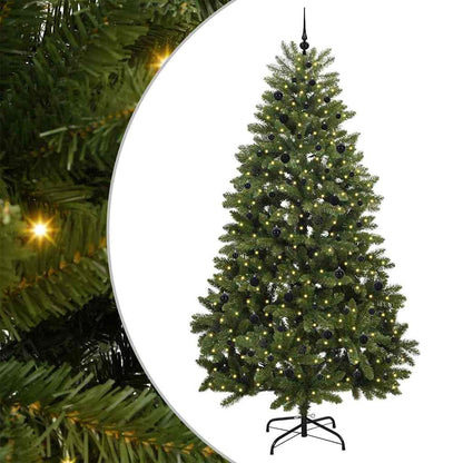 Kunstkerstboom met LED -striplichten Groen 270 cm PVC en Metaal