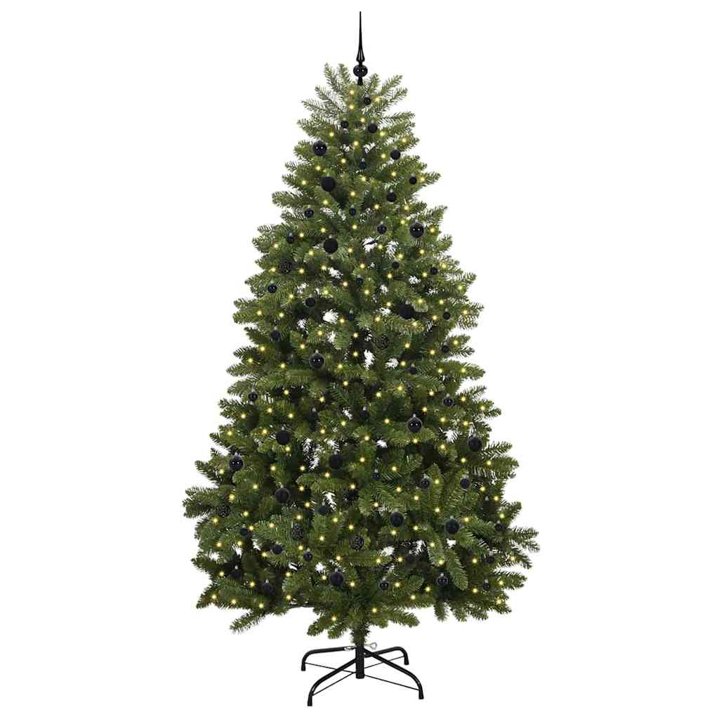 Kunstkerstboom met LED -striplichten Groen 270 cm PVC en Metaal