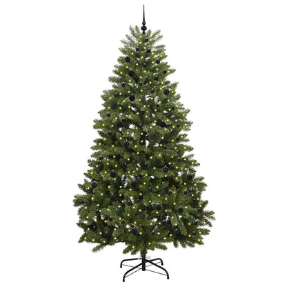 Kunstkerstboom met LED -striplichten Groen 270 cm PVC en Metaal