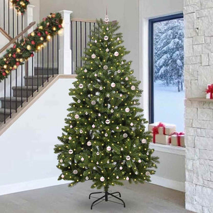 Kunstkerstboom met LED -striplichten Groen 270 cm PVC en Metaal