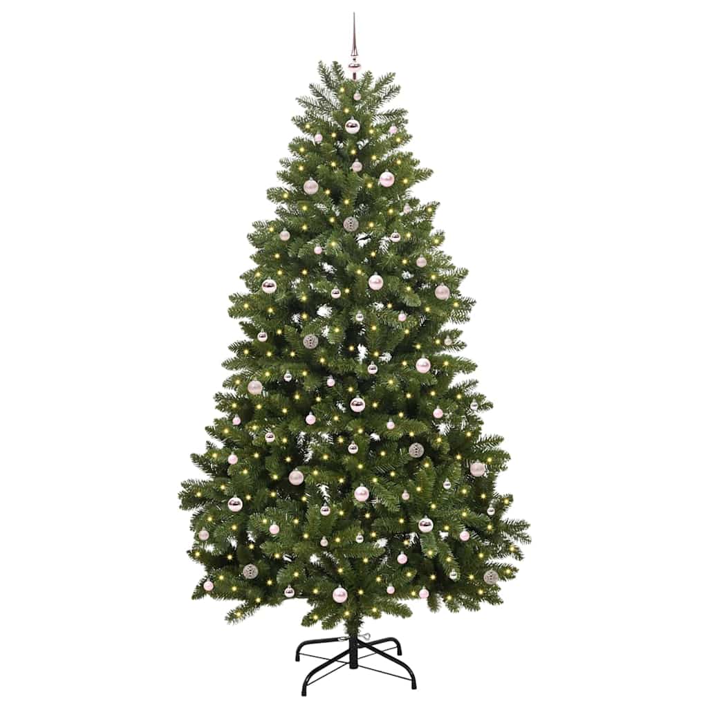 Kunstkerstboom met LED -striplichten Groen 270 cm PVC en Metaal