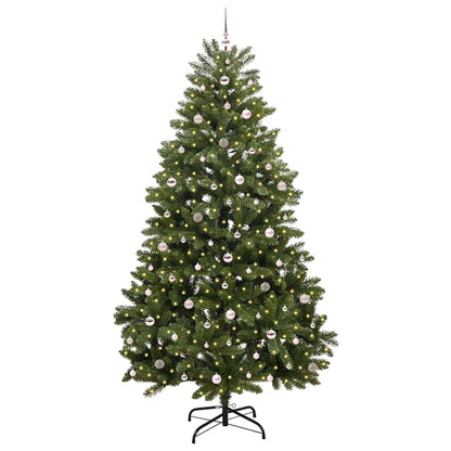 Kunstkerstboom met LED -striplichten Groen 270 cm PVC en Metaal