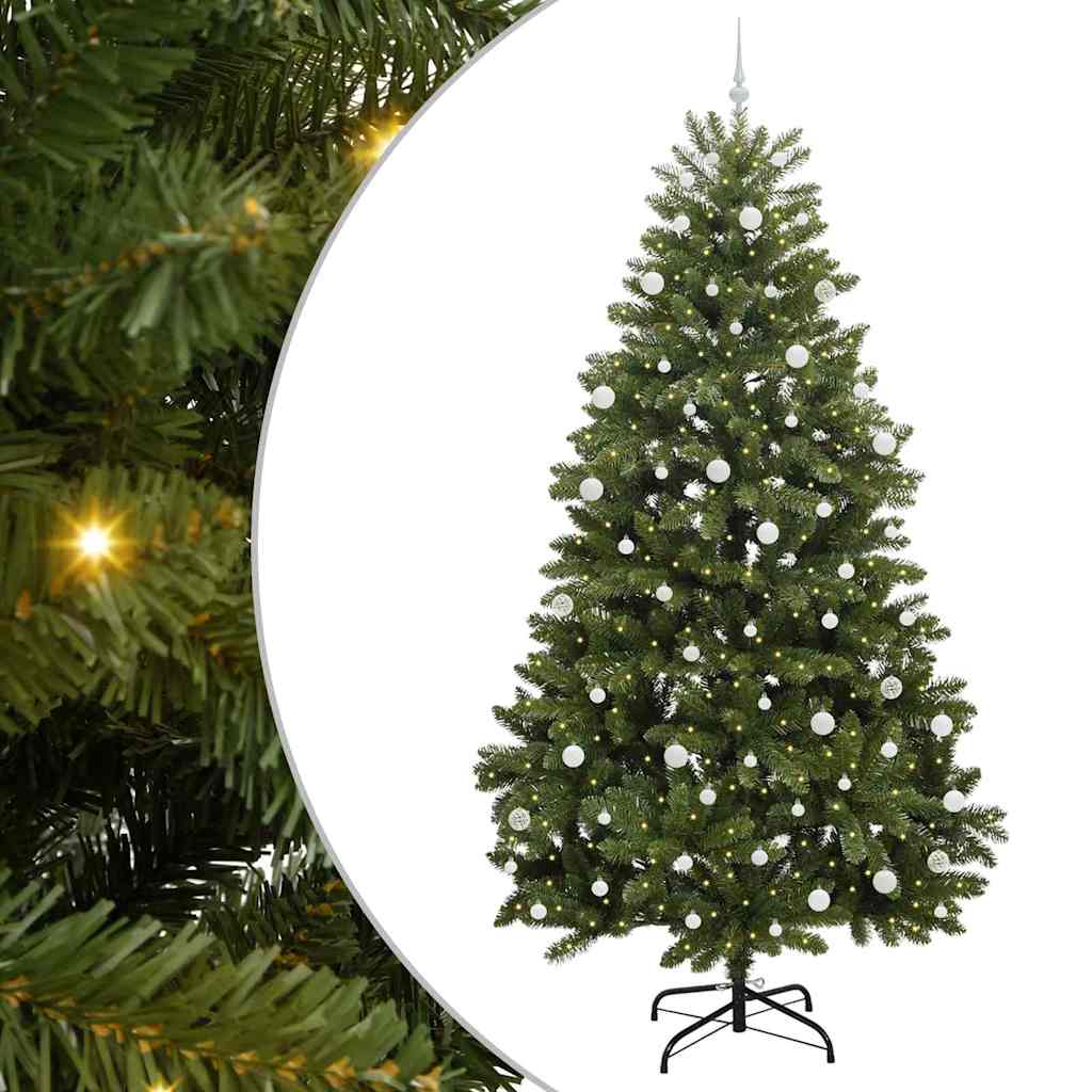 Kunstkerstboom met LED -striplichten Groen 270 cm PVC en Metaal