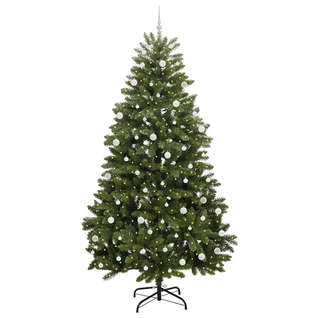 Kunstkerstboom met LED -striplichten Groen 270 cm PVC en Metaal