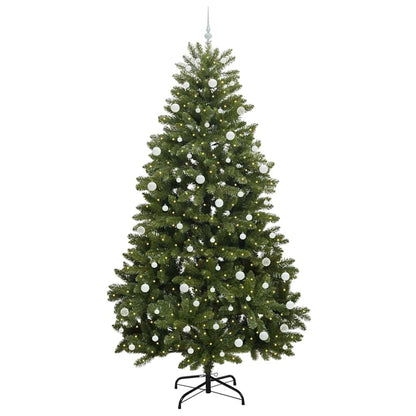 Kunstkerstboom met LED -striplichten Groen 270 cm PVC en Metaal