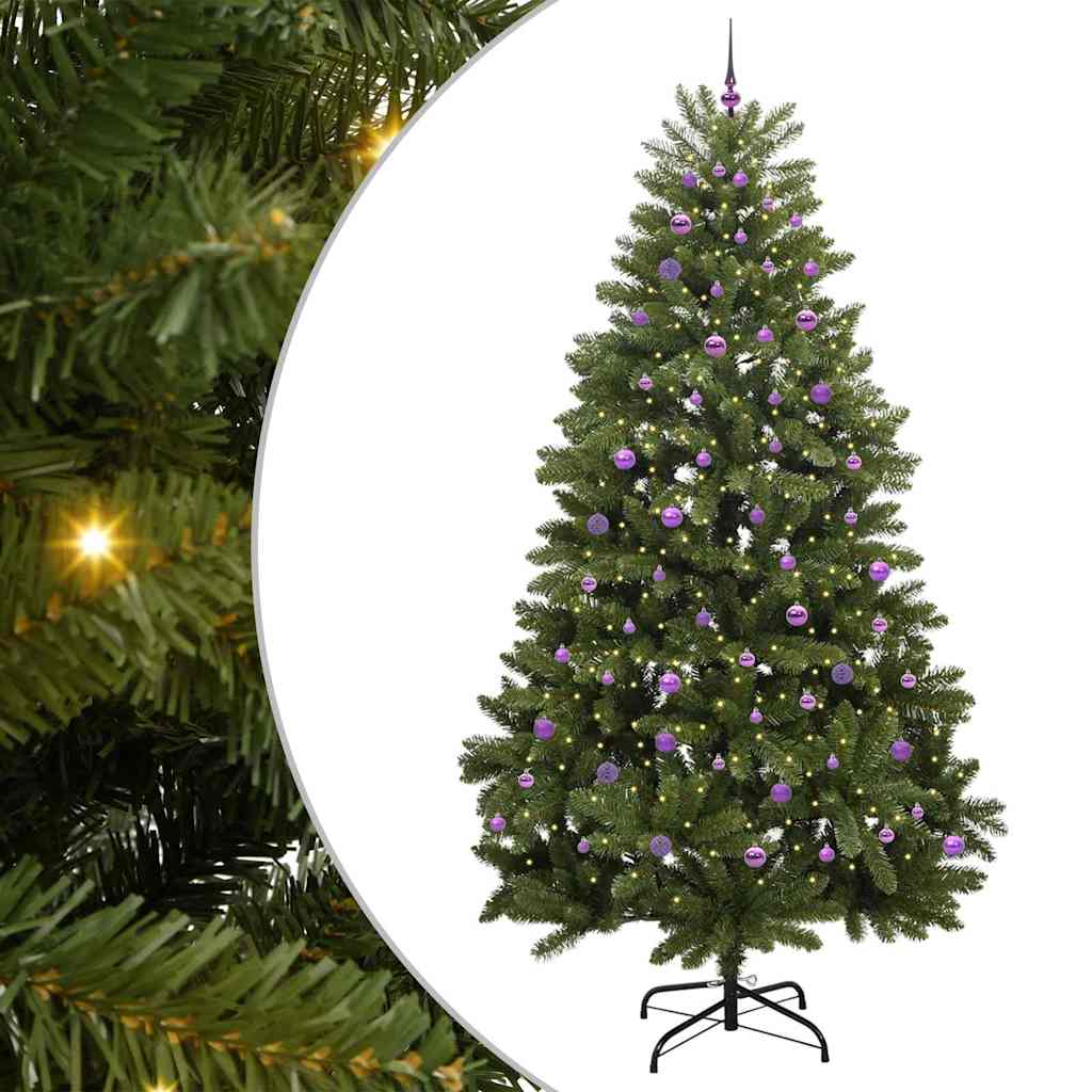 Kunstkerstboom met LED -striplichten Groen 270 cm PVC en Metaal