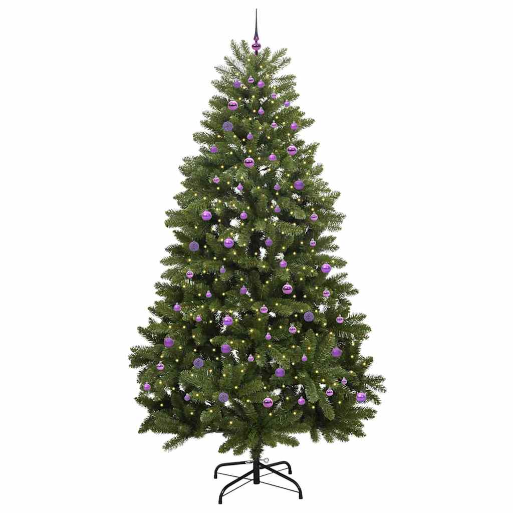 Kunstkerstboom met LED -striplichten Groen 270 cm PVC en Metaal