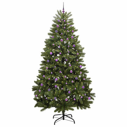 Kunstkerstboom met LED -striplichten Groen 270 cm PVC en Metaal